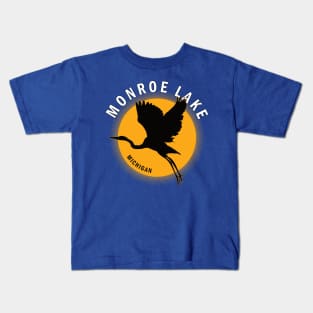 Monroe Lake in Michigan Heron Sunrise Kids T-Shirt